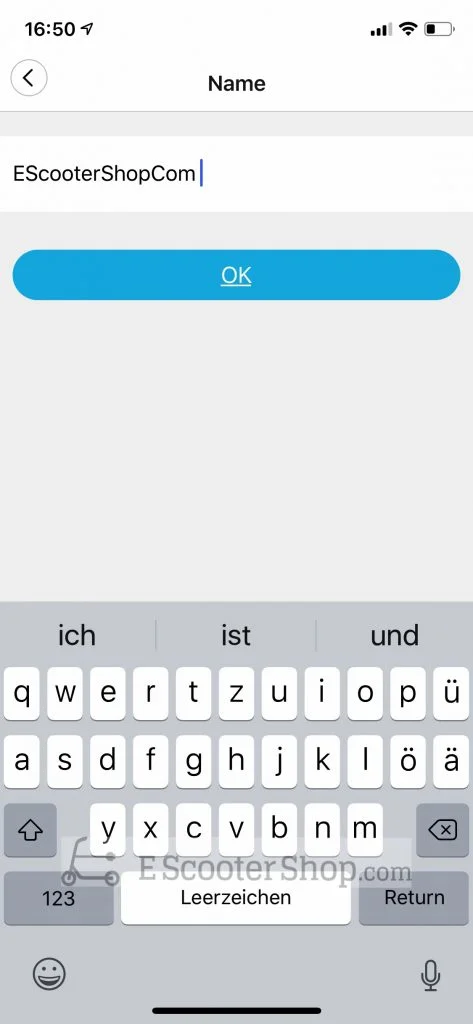 Namen des eigenen E Scooters &auml;ndern