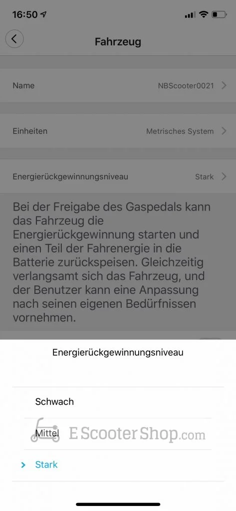 Modifikationen am Energier&uuml;ckgewinnungsniveau